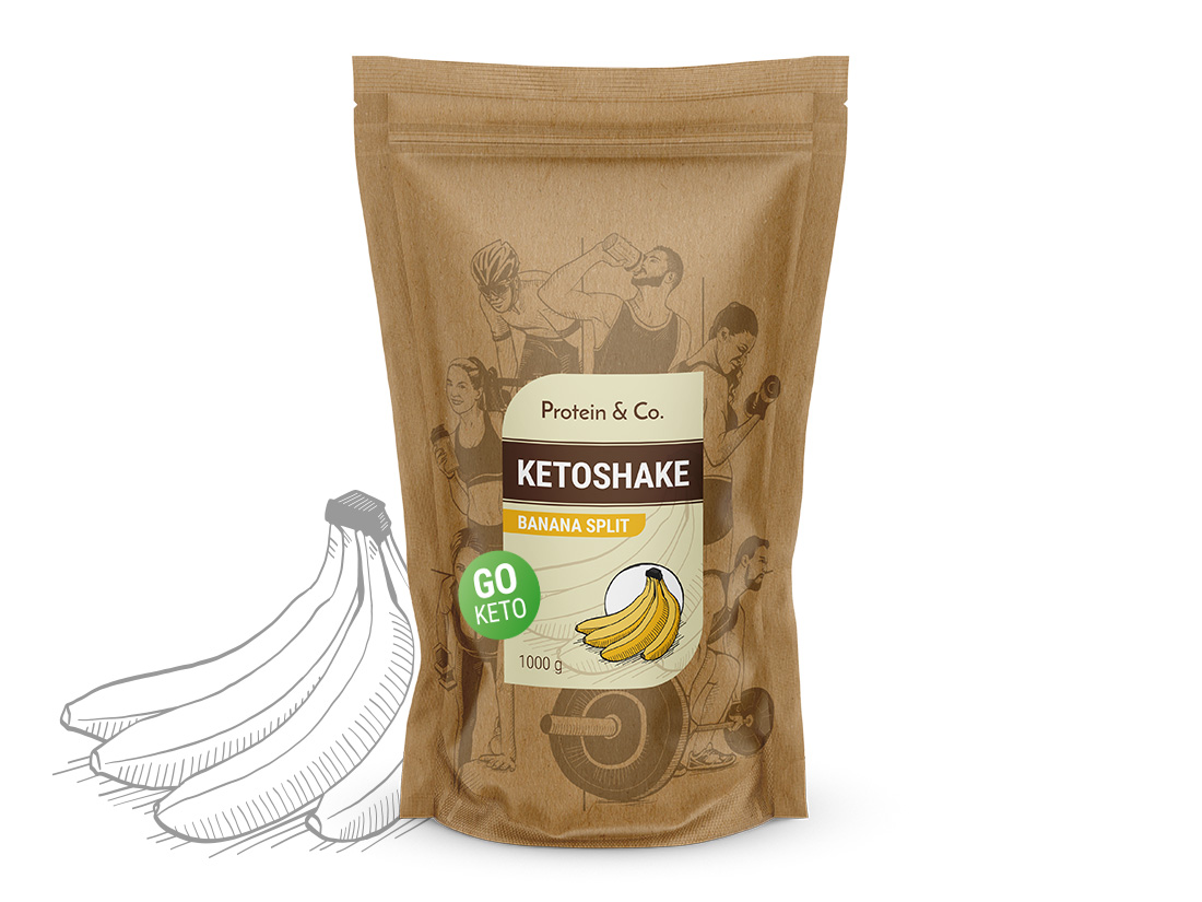 Levně Protein&Co. Ketoshake – proteinový dietní koktejl 1 kg Váha: 500 g, Vyber si z těchto lahodných příchutí: Banana split