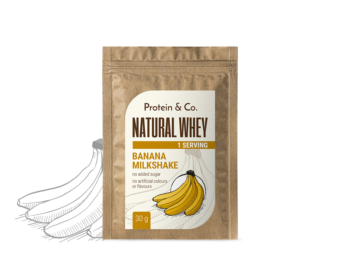Levně Protein&Co. NATURAL WHEY 30 g Vyber si z těchto lahodných příchutí: Banana milkshake