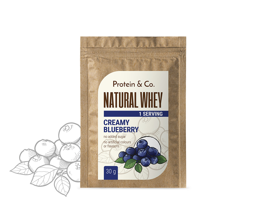 Levně Protein&Co. NATURAL WHEY 30 g Vyber si z těchto lahodných příchutí: Creamy blueberry