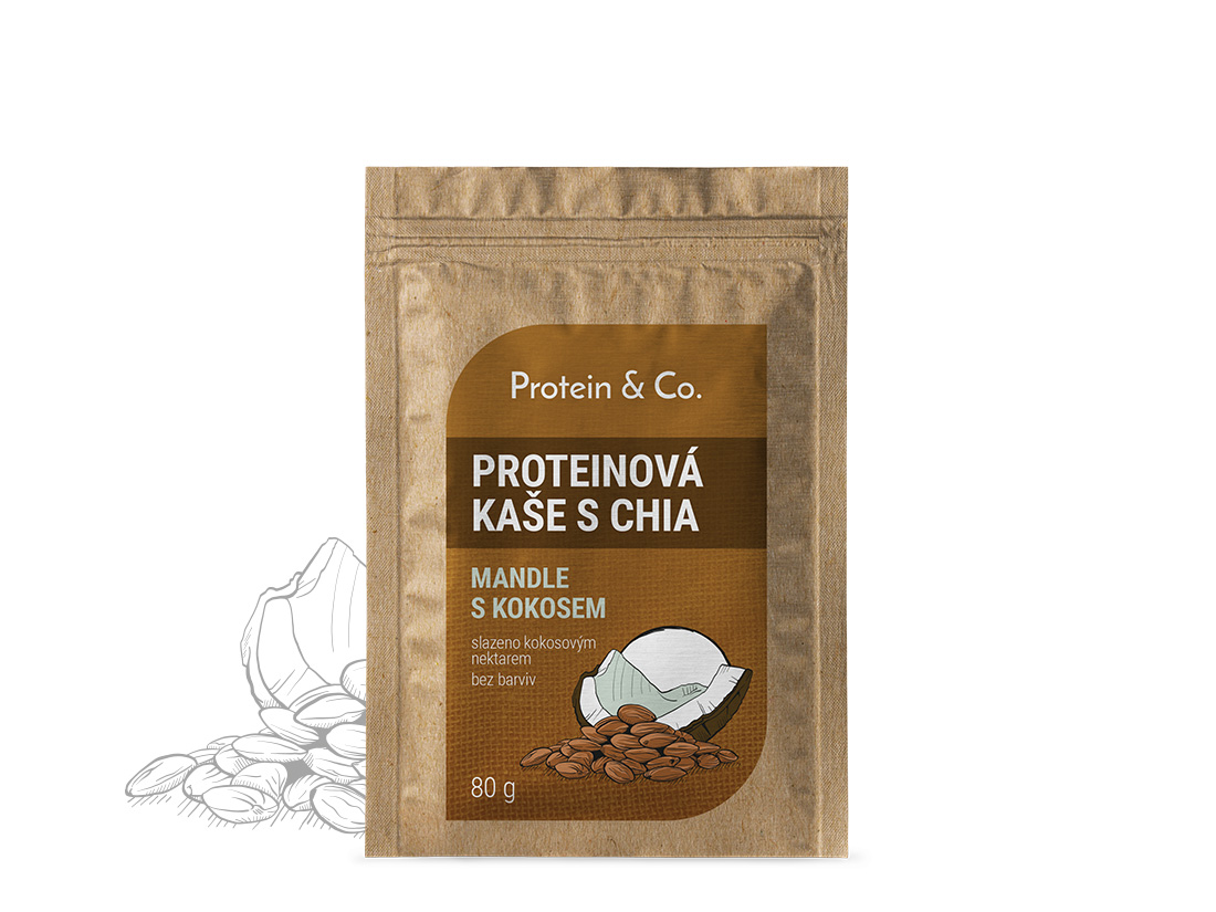 Levně Protein&co. proteinová kaše s chia 80 g Vyber si z těchto lahodných příchutí: Kokos s mandlí