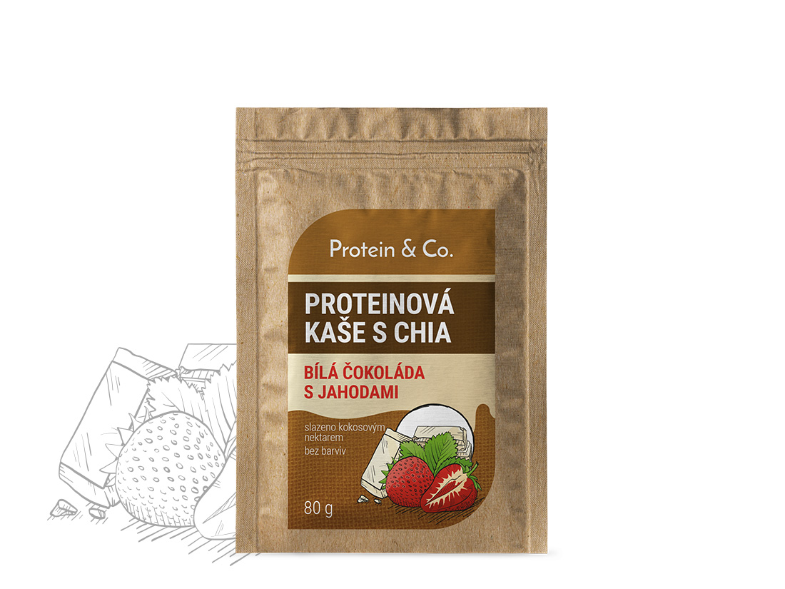 Levně Protein&co. proteinová kaše s chia 80 g Vyber si z těchto lahodných příchutí: Jahoda s bílou čokoládou