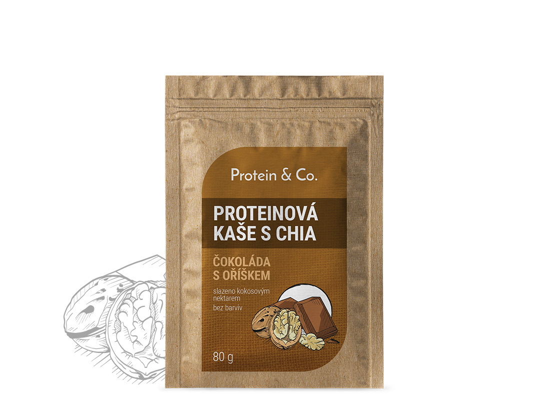 Levně Protein&co. proteinová kaše s chia 80 g Vyber si z těchto lahodných příchutí: Čokoláda s vlašským ořechem