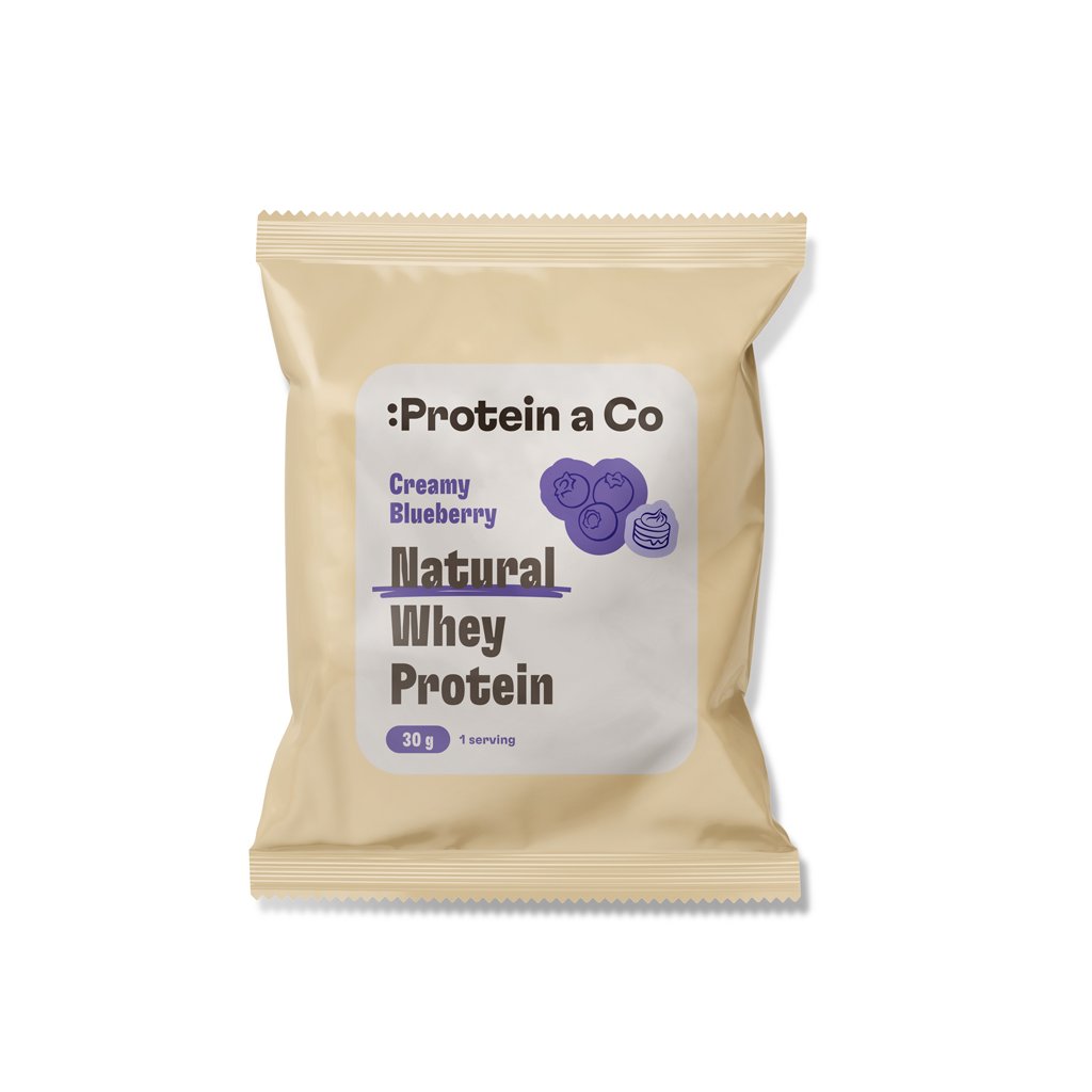 Protein a Co Akce NATURAL WHEY – 1 porce 30 g – Creamy blueberry