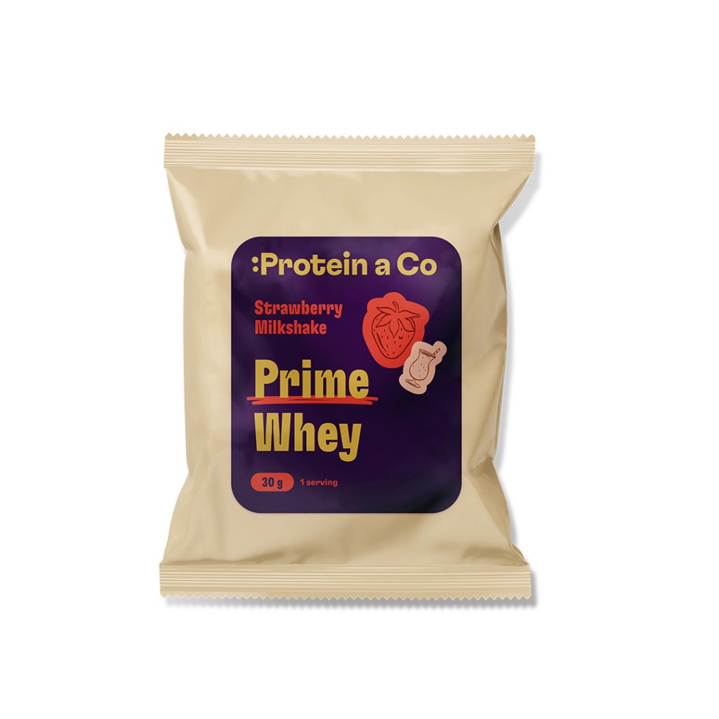 Protein a Co Akce PRIME WHEY – 1 porce 30 g – Strawberry milkshake