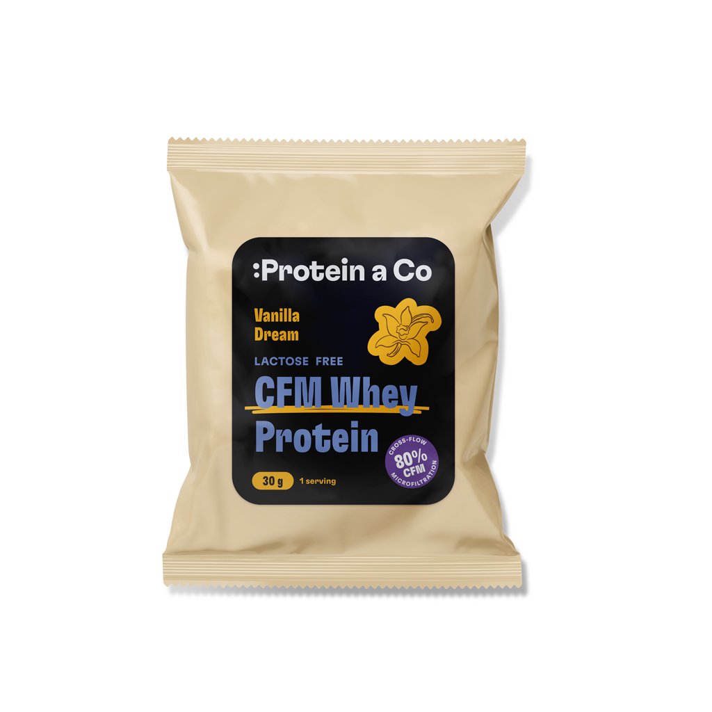 Protein a Co Akce Bezlaktózový CFM Whey – 1 porce 30 g – Vanilla dream