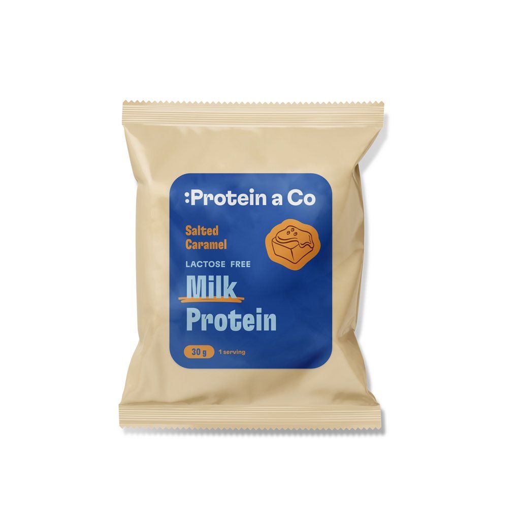 Protein a Co Akce MILK PROTEIN – bezlaktózový protein – 1 porce 30 g – Salted caramel
