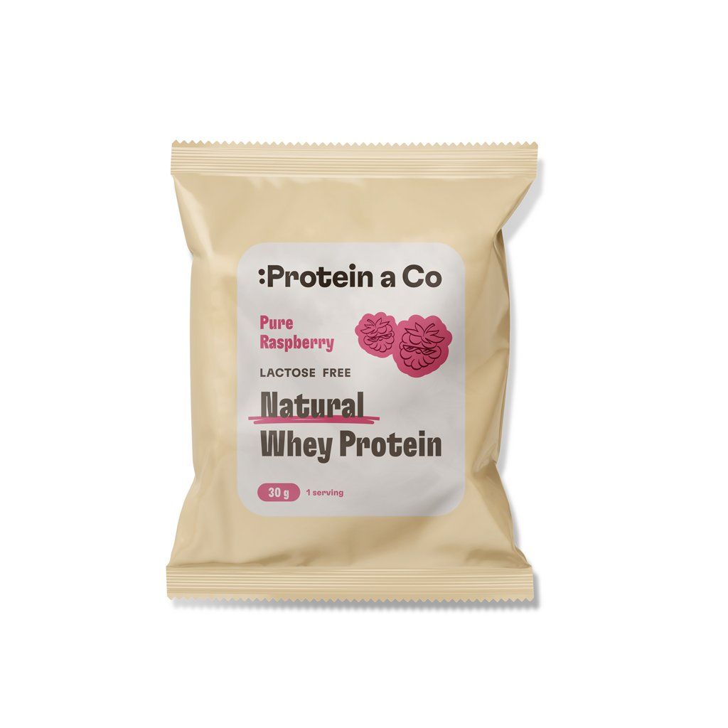 Protein a Co Akce Bezlaktózový NATURAL WHEY – 1 porce 30 g – Pure raspberry