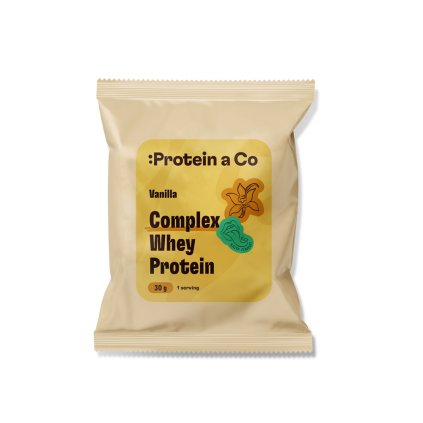 PaCo COMPLEX WHEY PROTEIN 30g RĘKAW 75x90 Nadruk waniliowy