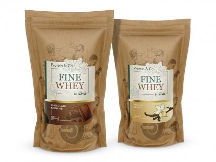 FINE WHEY - prírodný proteín sladený stéviou 1 + 1 kg za zvýhodnenú cenu (PRÍCHUŤ Creamy cappuccino, ZVOĽ PRÍCHUŤ 2 Creamy cappuccino)