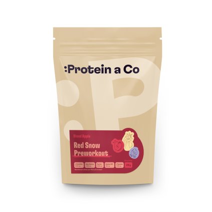 PaCo RED SNOW PREWORKOUT STIM FREE 370g A1 label 160x92 Blood Apple print