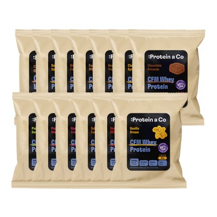 CFM WHEY balenie proteínových 13 vzoriek