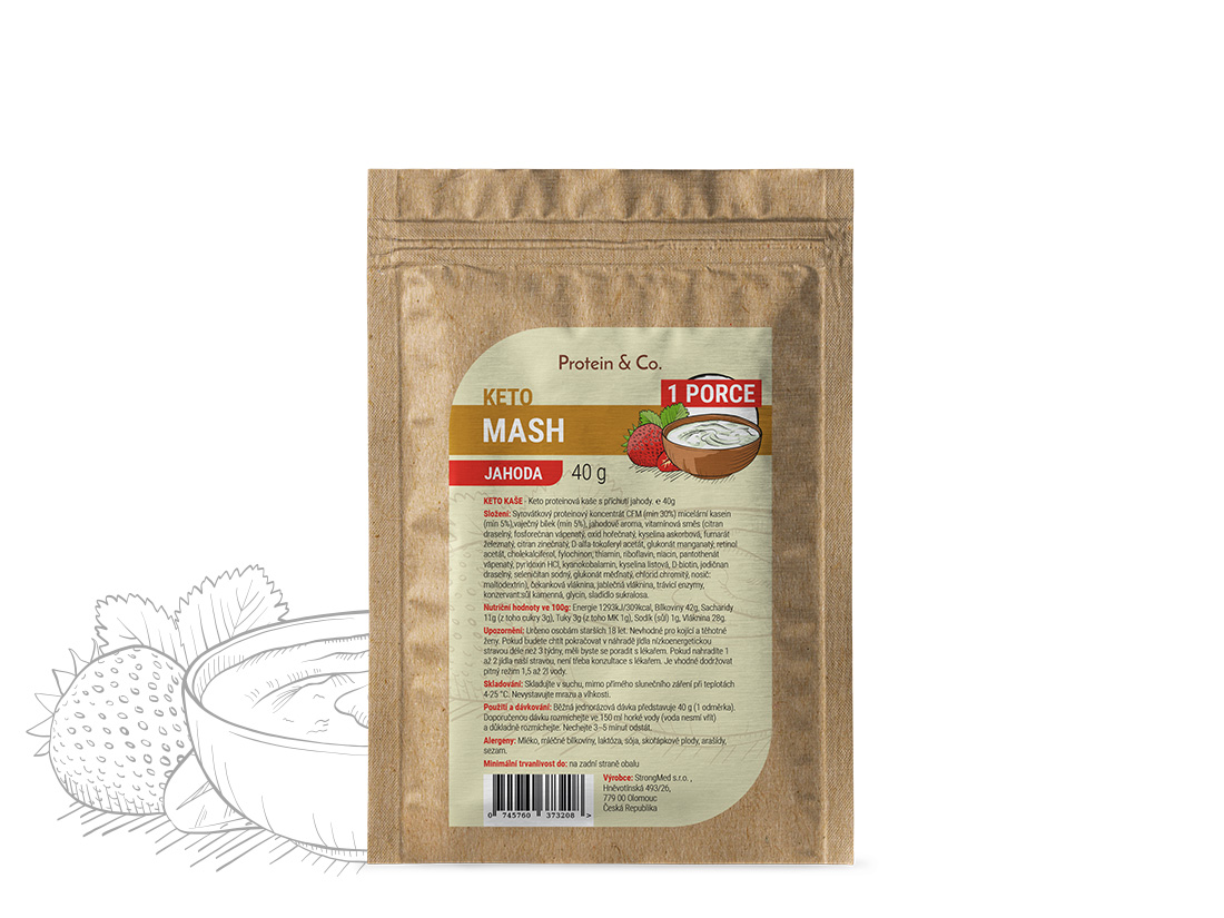 Protein & Co. Keto mash - proteínová diétna kaša 1 porcia – 40 g Zvoľ príchuť: Jahoda