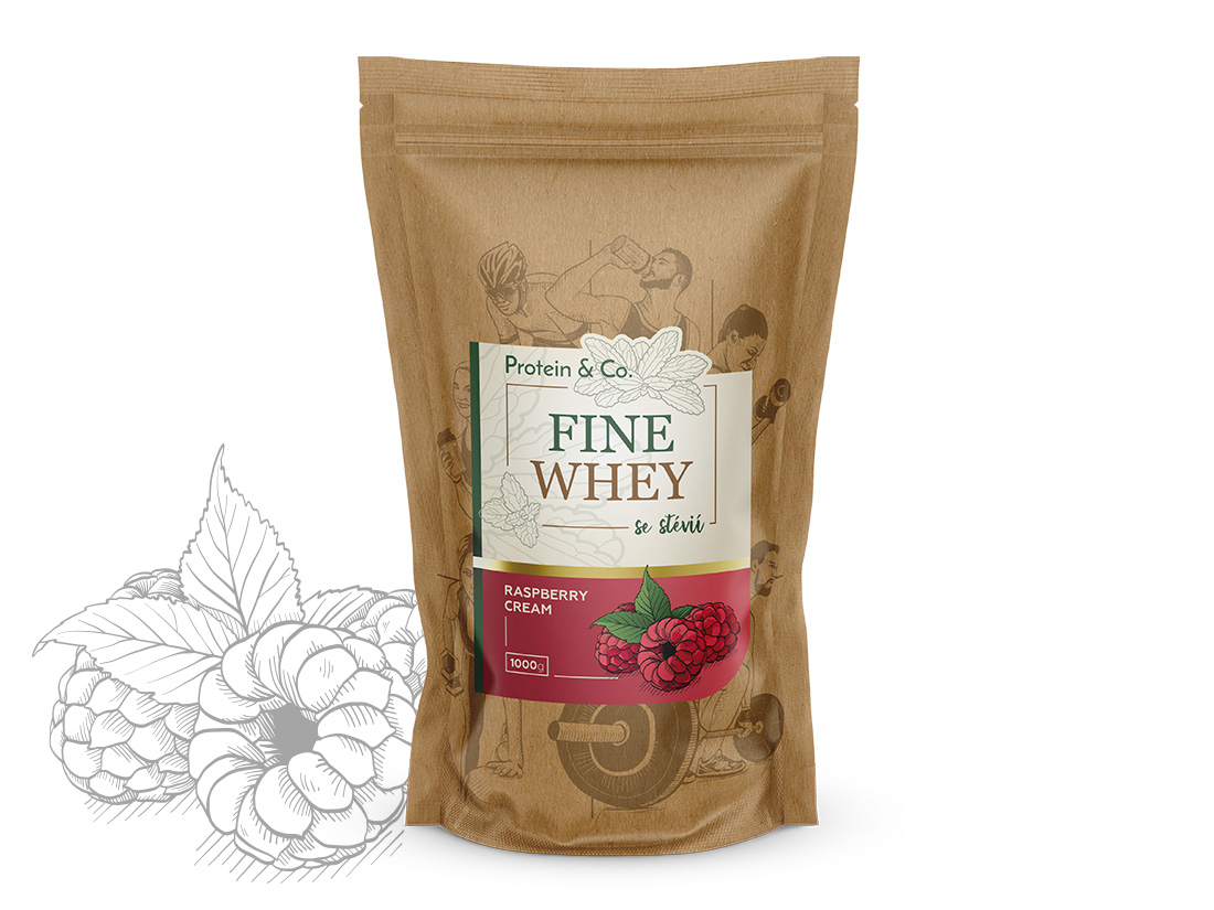 E-shop Protein & Co. FINE WHEY – prírodný proteín sladený stéviou 1 kg Zvoľ príchuť: Raspberry cream