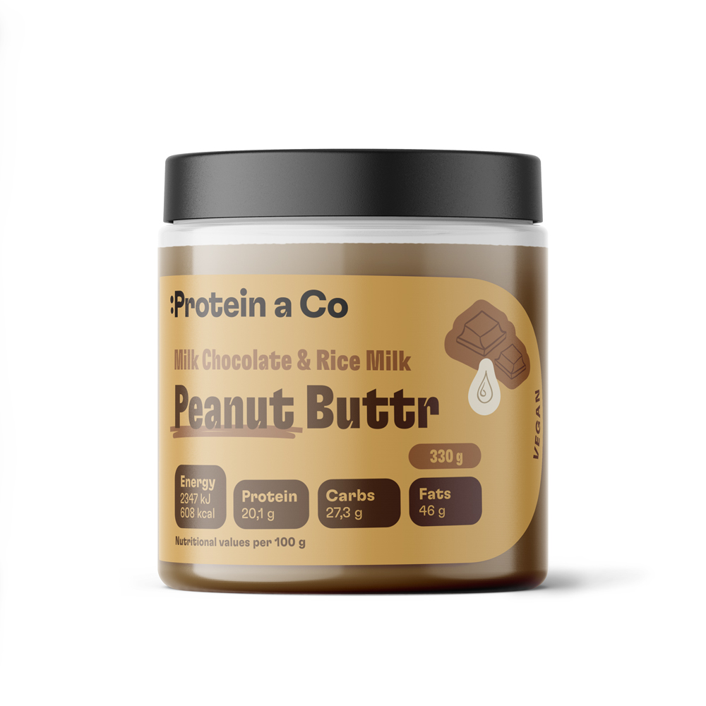 Protein & Co. Arašídový krém s mléčnou čokoládou s rýžovým mlékem VEGAN 330 g