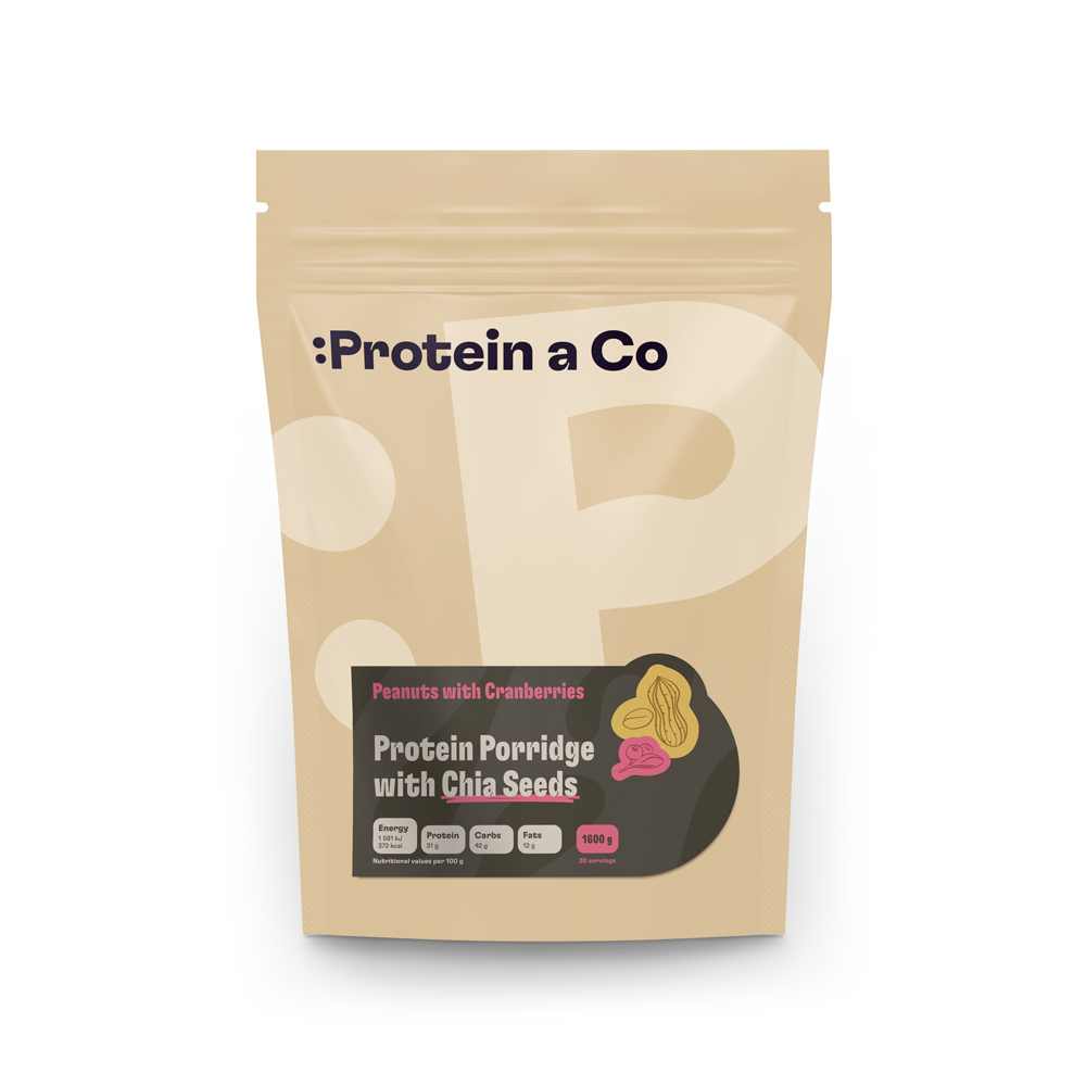 Protein & Co. Proteinové kaše s chia 1 600 g - 8 příchutí Zvol příchuť: Arašídy s karamelem