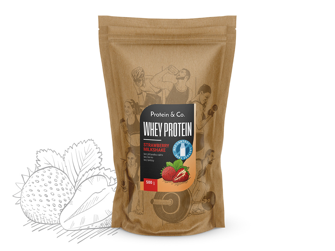 E-shop Protein & Co. Bezlaktózový CFM Whey Váha: 500 g, Zvoľ príchuť: Strawberry milkshake