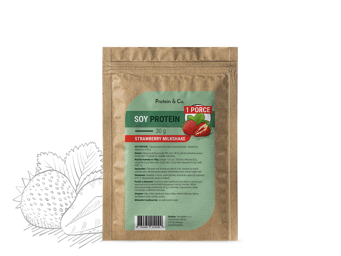 E-shop Protein & Co. Sójový proteín - 1 porcia 30 g Zvoľ príchuť: Strawberry milkshake