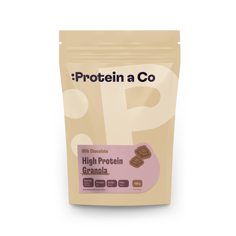Protein & Co. Granola high protein – mliečná čokoláda 400 g Obrázek