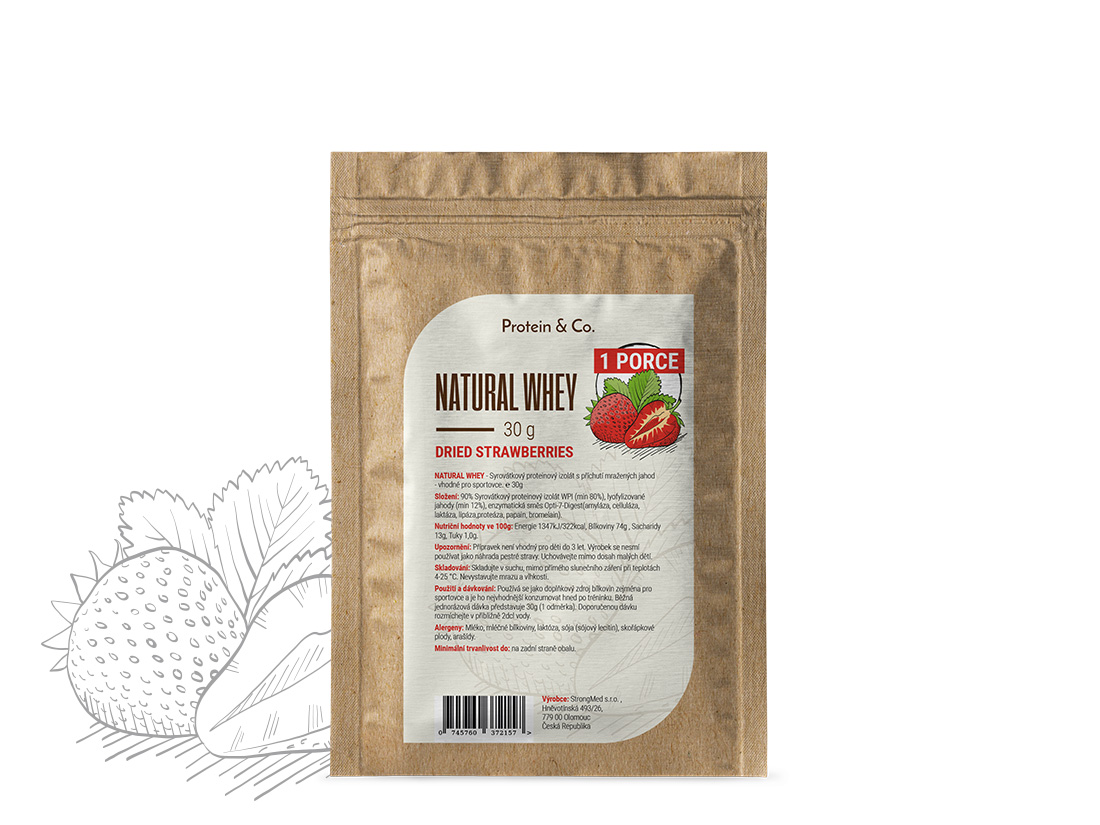 Protein&Co. NATURAL WHEY 30 g Zvoľ príchuť: Dried strawberries