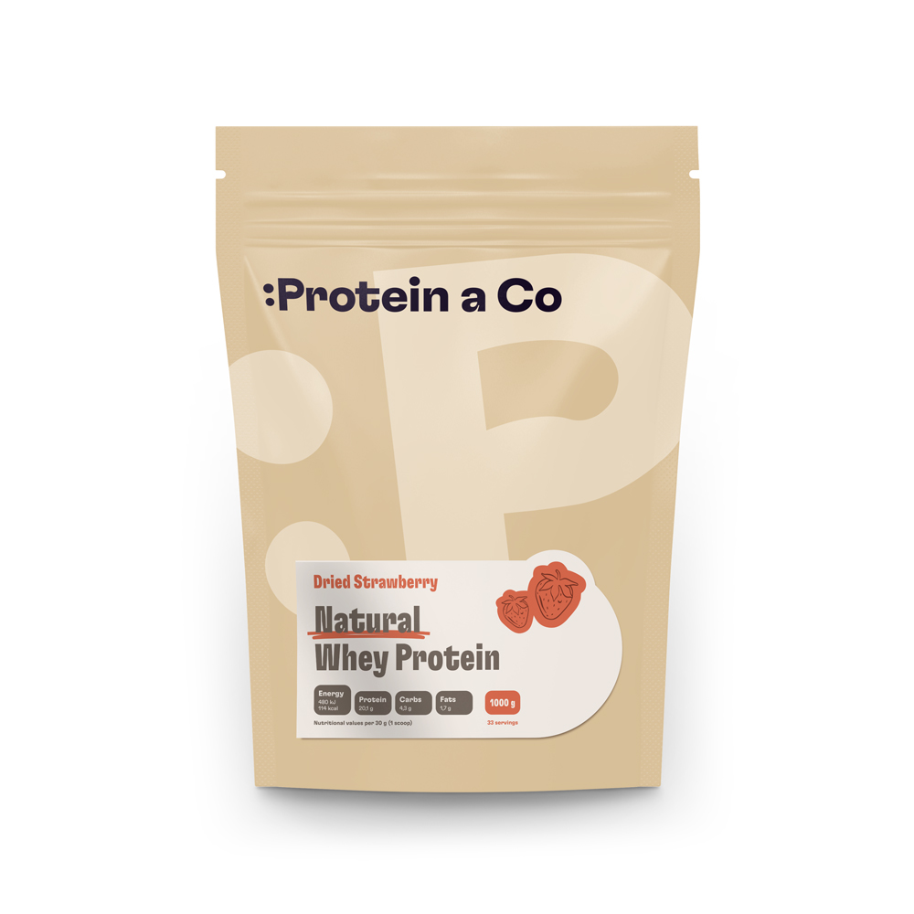 Protein&Co. Natural Whey 1 kg Váha: 1 000 g, Zvol příchuť: Dried strawberries Obrázek