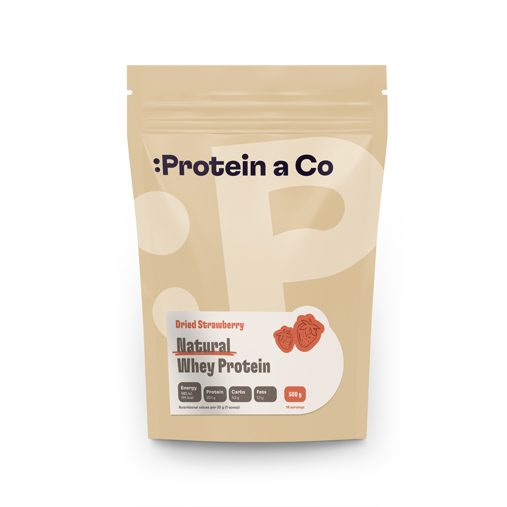 Protein&Co. Natural Whey 1 kg Váha: 1 000 g, Zvol příchuť: Dried strawberries Obrázek