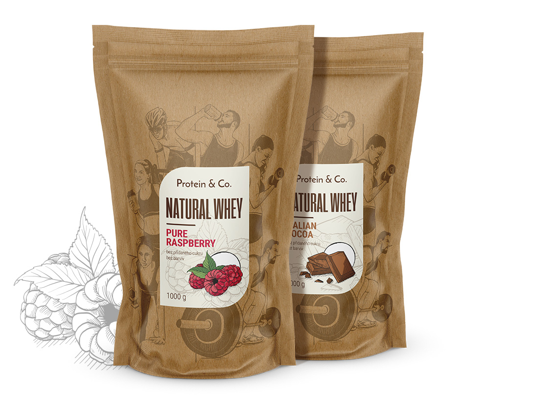 Protein&Co. NATURAL WHEY – prémiový protein bez chemie 2 kg Zvoľ príchuť: Italian cocoa, Zvoľ príchuť: Dried strawberries