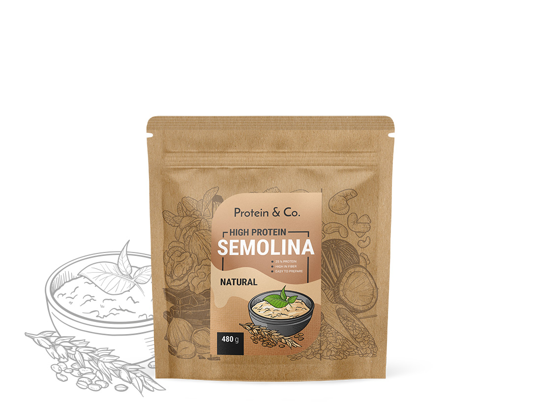 Protein & Co. Proteinová krupicová kaše 480 g Vyber si z těchto lahodných příchutí: Natural