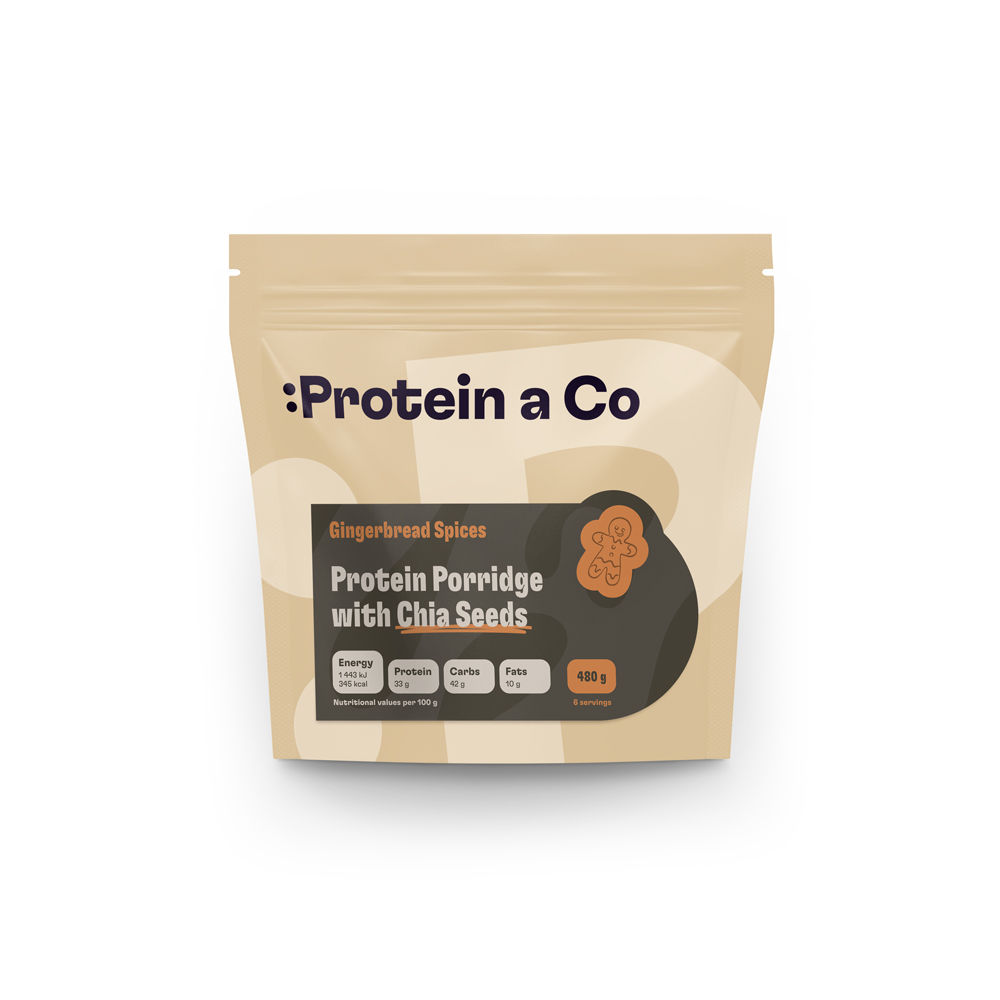 Protein&co. proteinová kaše s chia 480 g Zvol příchuť: Arašídy s brusinkami Obrázek