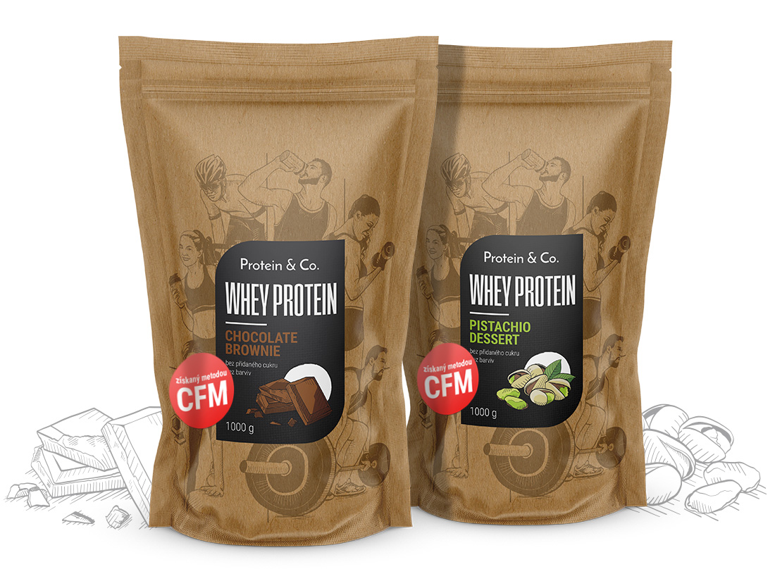 Protein&Co. CFM WHEY PROTEIN 80 1 kg + 1 kg AKCIA Zvoľ príchuť: Strawberry milkshake, Zvoľ príchuť: Chocolate brownie