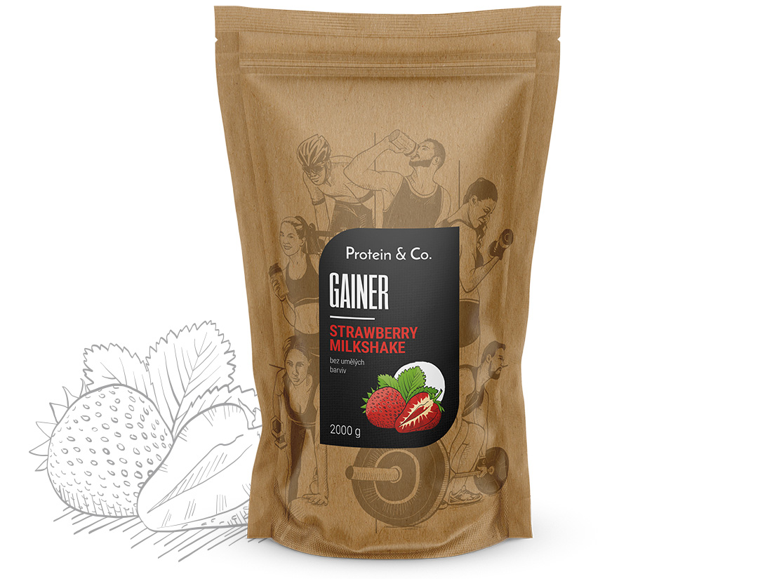 Protein&Co. Gainer 2kg Zvoľ príchuť: Strawberry milkshake