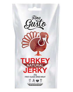 Fine Gusto Nature Fine Gusto sušené krůtí maso – 4 příchutě Váha: 25 g, PŘÍCHUŤ: Barbercue