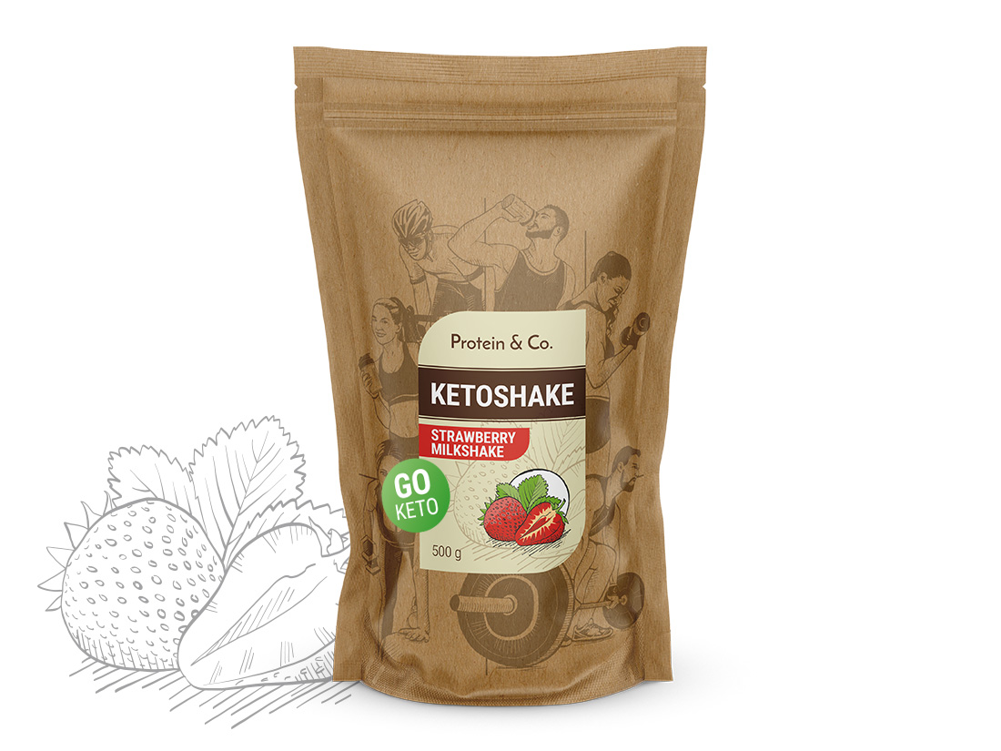 Protein & Co. Ketoshake – proteínový diétny koktail Váha: 500 g, Zvoľ príchuť: Strawberry milkshake