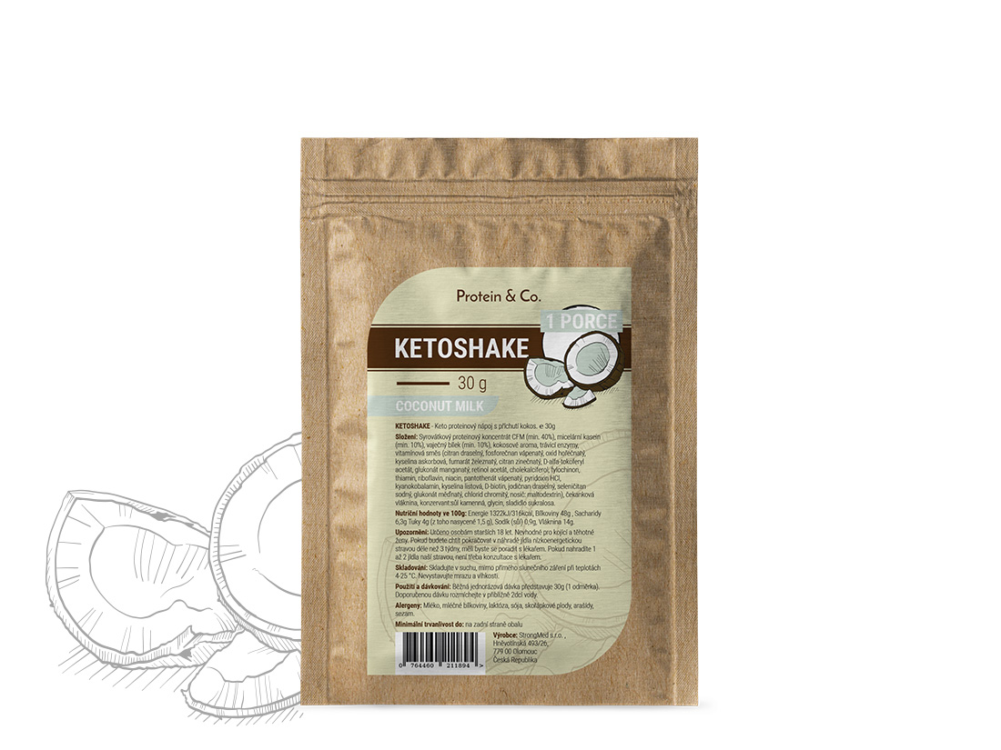 Protein & Co. Ketoshake – 1 porcia 30 g Zvoľ príchuť: Coconut milk