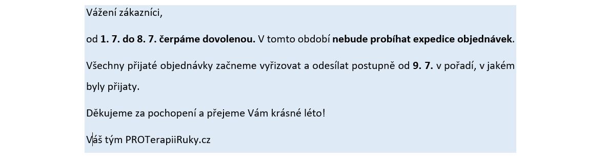 Oznámení o dovolené 1.7. - 8.7.