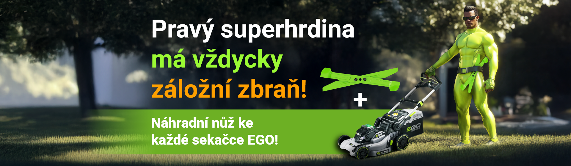 K rotační sekačce EGO náhradní nůž zdarma