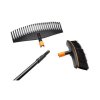 Hrábě široké na listí + koště na terasy + násada L - SET Fiskars