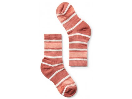 SMARTWOOL Dětské ponožky KIDS´ HIKE LIGHT CUSHION STRIPED CREW SOCKS dusty cedar - červenohnědé