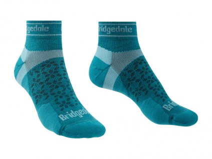 BRIDGEDALE Dámské ponožky TRAIL RUN ULTRALIGHT T2 MERINO SPORT LOW  teal - modrošedé