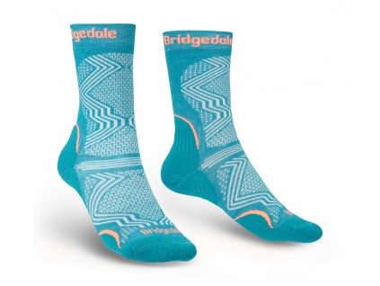 BRIDGEDALE Dámské trekové ponožky HIKE ULTRALIGHT T2 COOLMAX PERFORMANCE BOOT teal - modrošedé