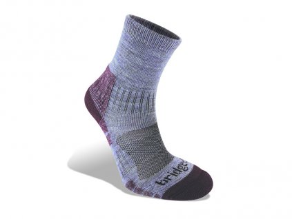 BRIDGEDALE Dámské trekové ponožky HIKE LIGHTWEIGHT MERINO PERFORMANCE 3/4 CREW heather/damson - modrošedé
