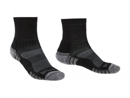 BRIDGEDALE Pánské trekové ponožky HIKE LIGHTWEIGHT MERINO PERFORMANCE 3/4 CREW black/silver - černé/šedé