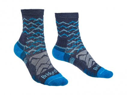 BRIDGEDALE Dámské trekové ponožky HIKE LIGHTWEIGHT MERINO PERFORMANCE 3/4 CREW denim/blue - modré
