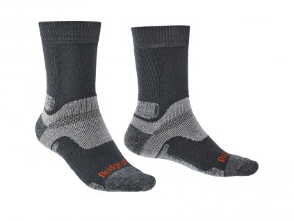 BRIDGEDALE Pánské trekové ponožky HIKE MIDWEIGHT MERINO PERFORMANCE BOOT gunmetal - šedé