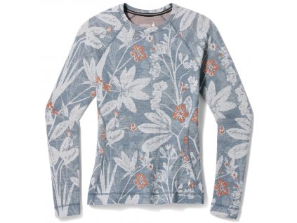 SMARTWOOL Dámské triko CLASSIC THERMAL MERINO winter sky floral - šedé