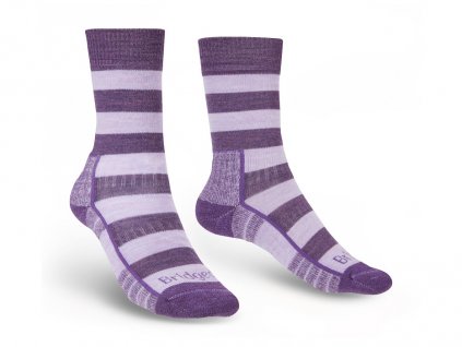 BRIDGEDALE Dámské trekové ponožky HIKE LIGHTWEIGHT MERINO PERFORMANCE BOOT lilac/purple - fialové