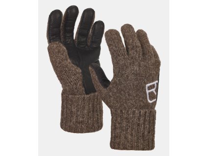 ORTOVOX Rukavice CLASSIC WOOL GLOVE LEATHER black sheep - hnědé