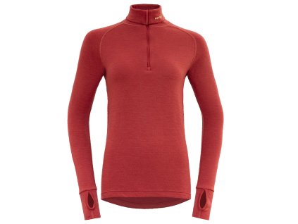 DEVOLD Dámské triko EXPEDITION MERINO 235 WOMAN ZIP NECK beauty - červená