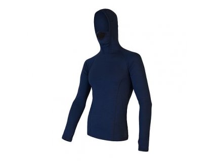 SENSOR MERINO DF pánské triko dl.rukáv s kapucí (Barva Modrá, Velikost XXL)