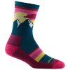 DARN TOUGH Dámské trekové ponožky HIKE/TREK SUNSET LEDGE LIGHTWEIGHT MERINO CUSHION MICRO CREW nightshade - modrozelené/růžové