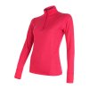 SENSOR MERINO ACTIVE dámské triko dl.rukáv stoják zip  (Barva Červená, Velikost XL)